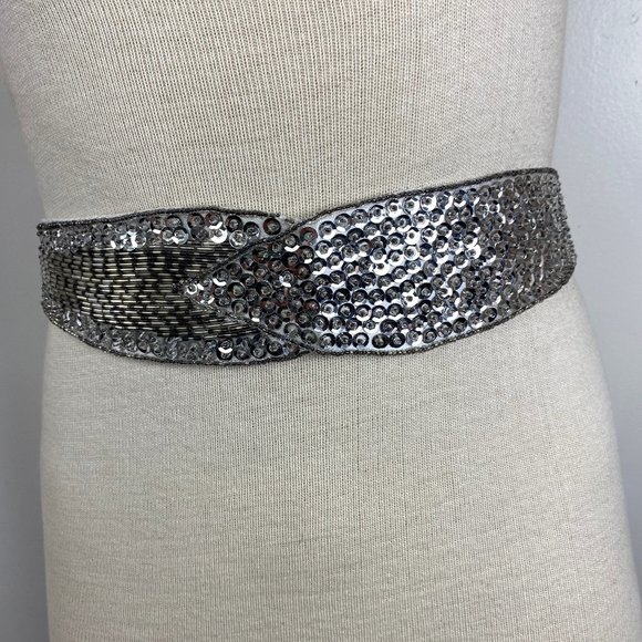 Giani Bernini Accessories - Vintage Giani Bernini Silver Sequin Tie Belt One Size 62" total length